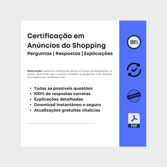 Respostas Certificação em Anúncios do Shopping com Tecnologia de IA