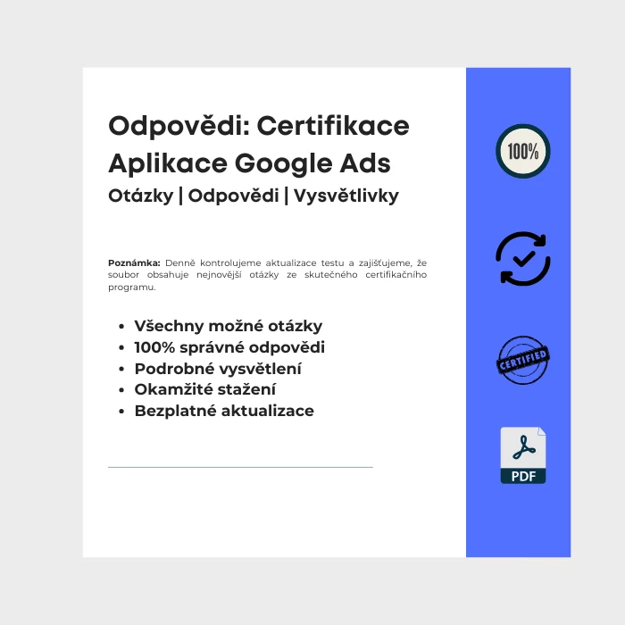 Obrázek zobrazující obálku e-knihy s názvem Certifikace Aplikace Google Ads