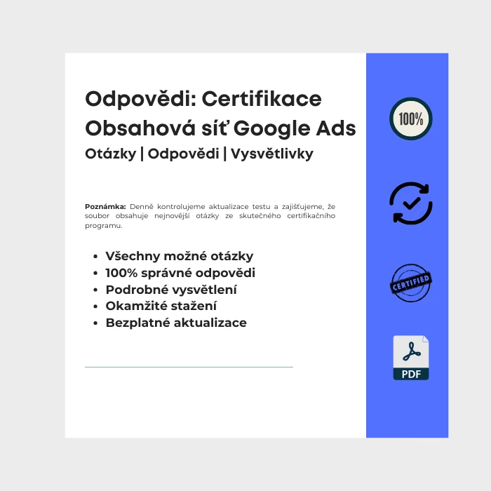 Obrázek zobrazující obálku e-knihy s názvem Certifikace Obsahová síť Google Ads