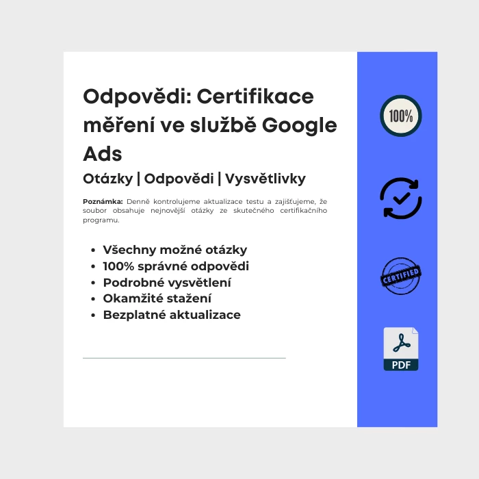 Obrázek zobrazující obálku e-knihy s názvem Certifikace měření ve službě Google Ads