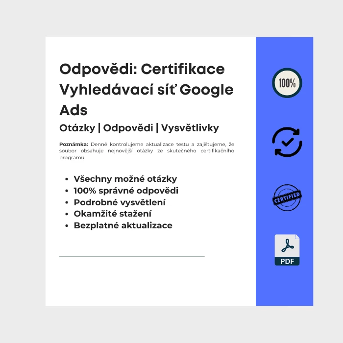 Obrázek zobrazující obálku e-knihy s názvem Certifikace Vyhledávací síť Google Ads