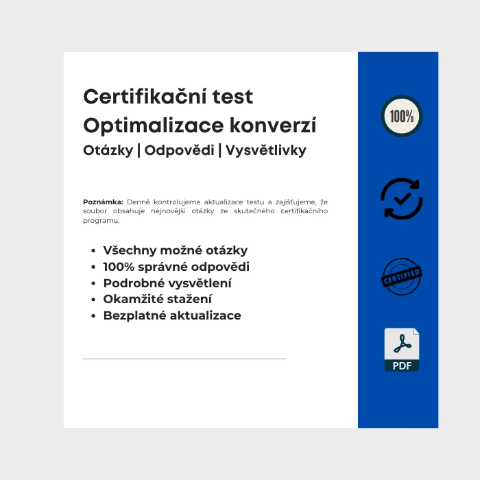 Obrázek zobrazující obálku e-knihy s názvem Certifikační test Optimalizace konverzí