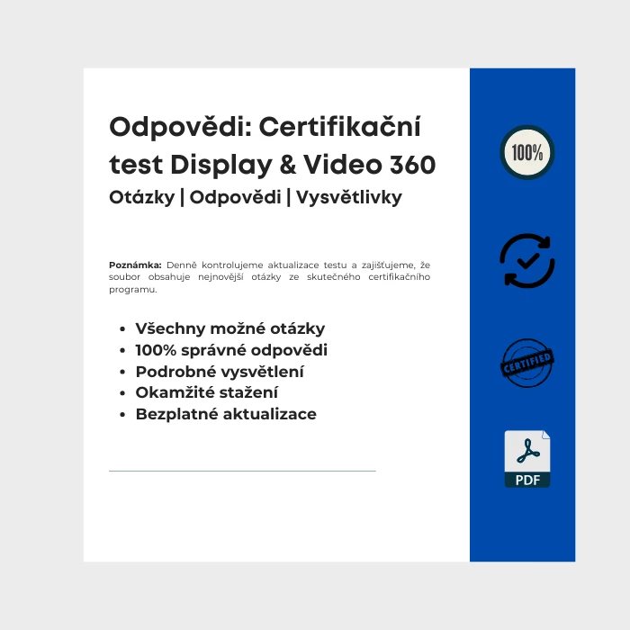 Obrázek zobrazující obálku e-knihy s názvem Certifikační test Display & Video 360