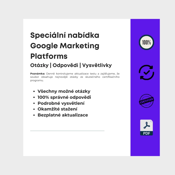 Obrázek zobrazující obálku e-knihy s názvem Speciální nabídka Google Marketing Platforms