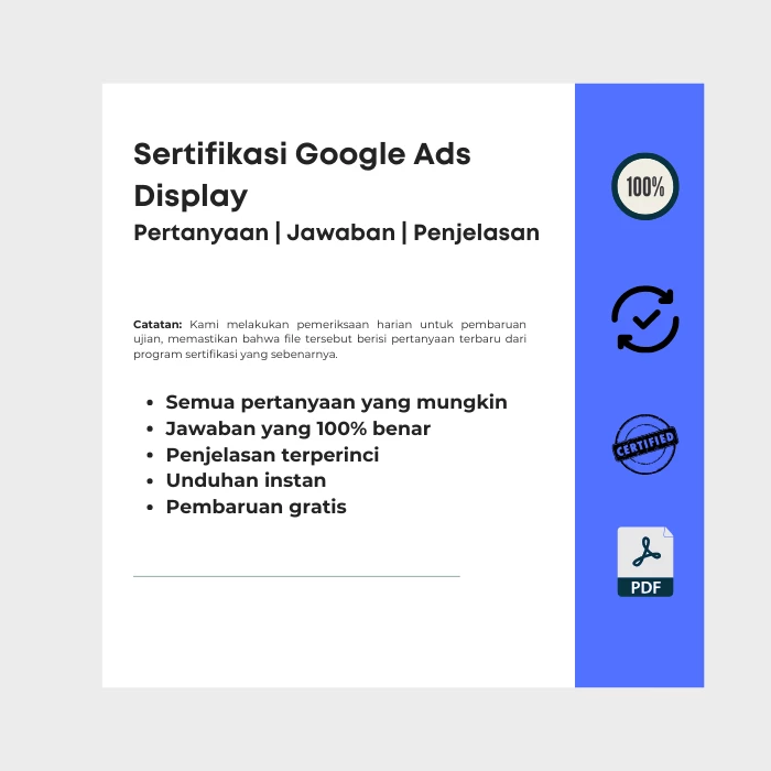 Gambar yang menunjukkan sampul e-book berjudul Sertifikasi Google Ads Display