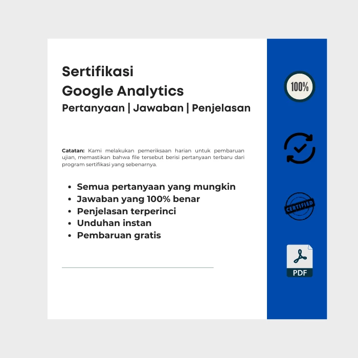 Gambar yang menunjukkan sampul e-book berjudul Sertifikasi Google Analytics