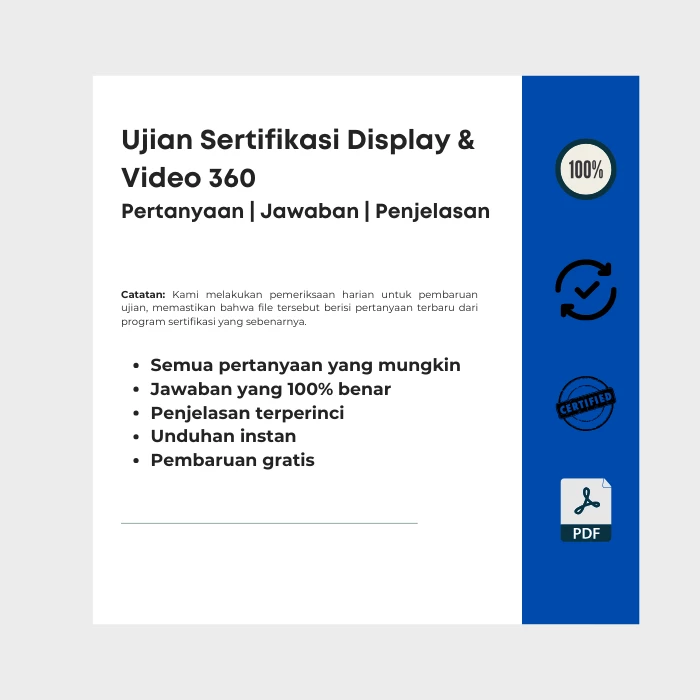 Gambar yang menunjukkan sampul e-book berjudul Ujian Sertifikasi Display & Video 360