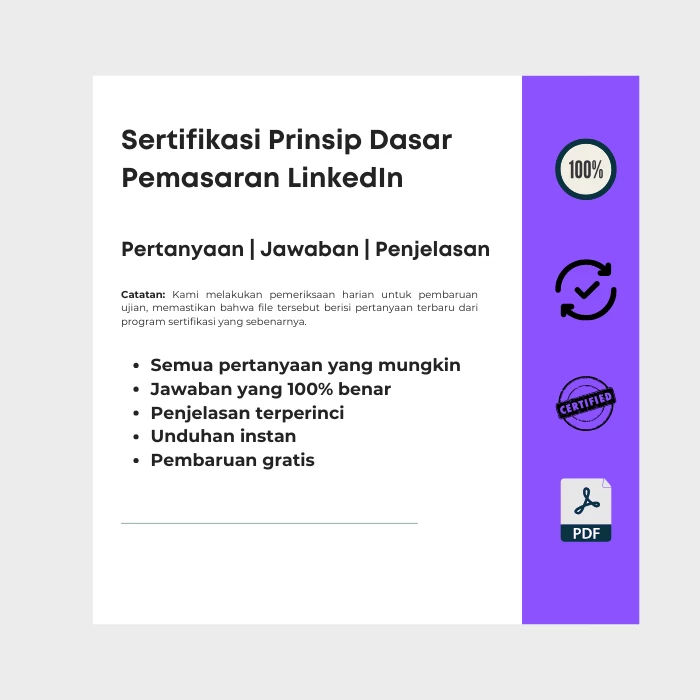 Gambar yang menunjukkan sampul e-book berjudul Sertifikasi Prinsip Dasar Pemasaran LinkedIn