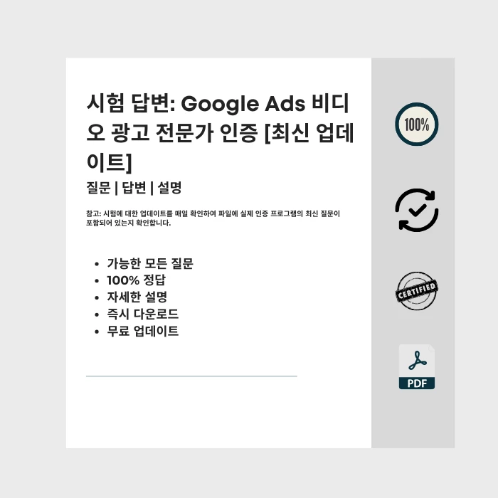 제목의 전자책 표지를 보여주는 이미지 Google Ads 비디오 광고 전문가 인증