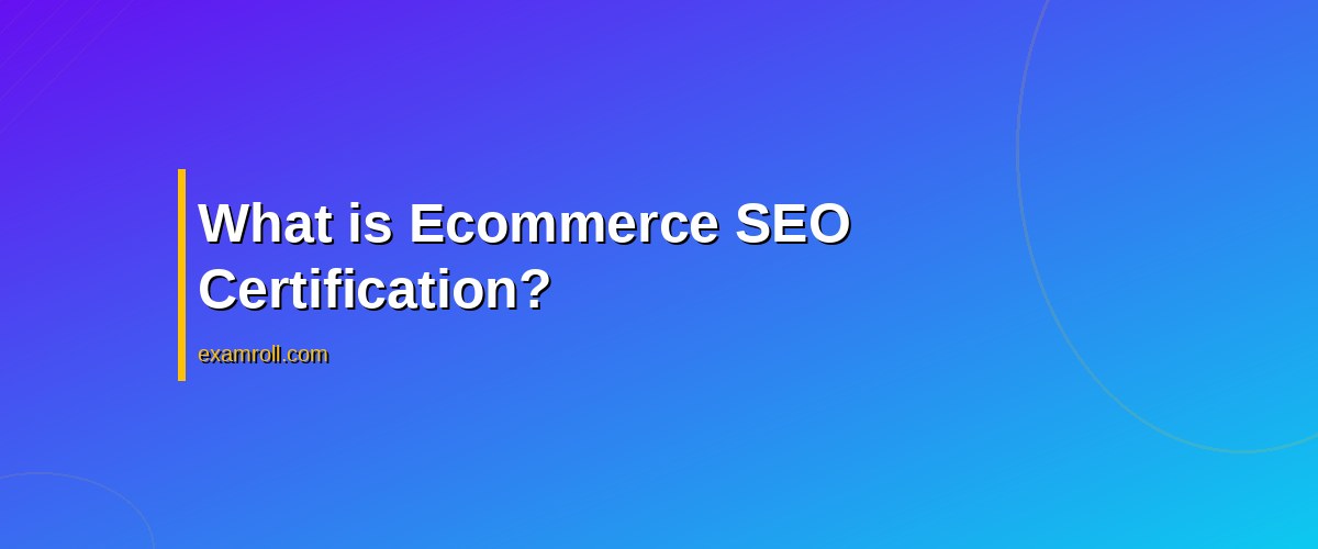Ecommerce SEO Certification: Elevate Your Online Store’s Search Ranking – What is Ecommerce SEO Certification?