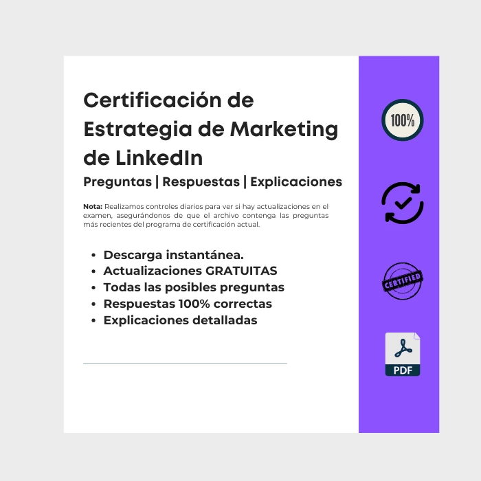 Imagen que muestra la portada del libro electrónico titulado Certificación de Estrategia de Marketing de LinkedIn