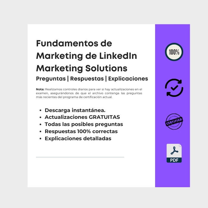 Imagen que muestra la portada del libro electrónico titulado Certificación de Fundamentos de Marketing de LinkedIn Marketing Solutions