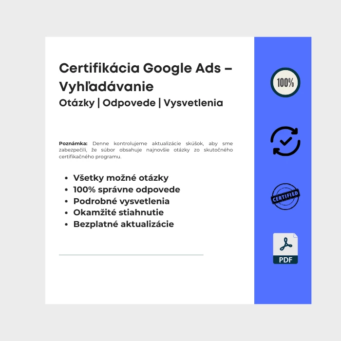 Obrázok zobrazujúci obálku e-knihy s názvom Certifikácia Google Ads – Vyhľadávanie