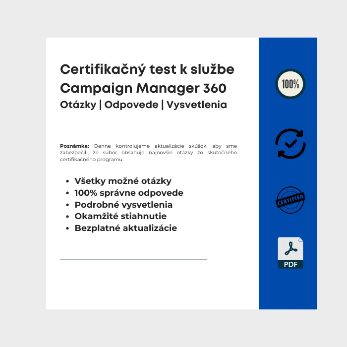 Obrázok zobrazujúci obálku e-knihy s názvom Certifikačný test k službe Campaign Manager 360