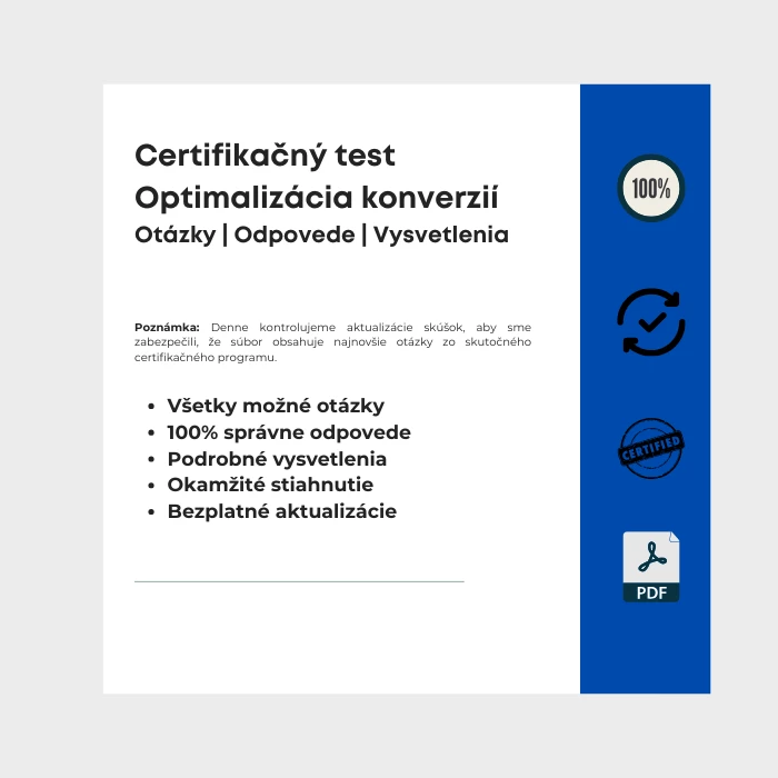 Obrázok zobrazujúci obálku e-knihy s názvom Certifikačný test Optimalizácia konverzií